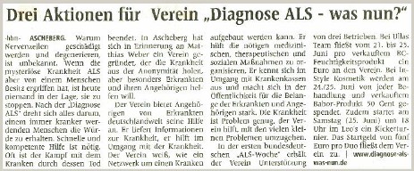 2011-06-18 WN Drei Aktionen für Verein Diagnose ALS - was nun