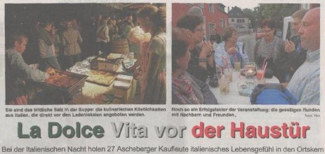 2012-08-09, Westfälische Nachrichten: La Dolce Vita vor der Haustür